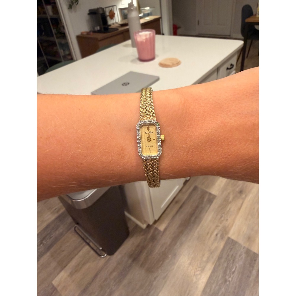VTG Pierre Vallee Gold Tone Accent Bezel Quartz Cocktail Watch For Parts Repair